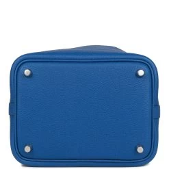 Hermès Hermes Picotin Lock 18 Bleu France Clemence Palladium Hardware 15 Hermès Hermes Picotin Lock 18 Bleu France Clemence Palladium Hardware -Online Bag Store H PI 102422 5 06
