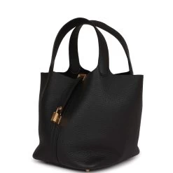 Hermès Hermes Picotin Lock 22 Black Clemence Gold Hardware -Online Bag Store H PI 230531 1 TC 03