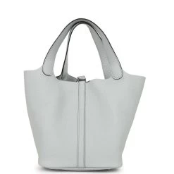 Hermès Hermes Picotin Lock 22 Bleu Pale Clemence Palladium Hardware -Online Bag Store H PI 230712 1 05