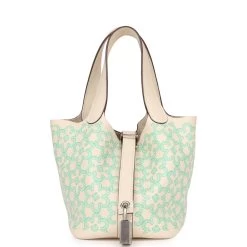 Hermès Hermes Micro Picotin Lock 14 "Lucky Daisy" Nata Swift Palladium Hardware