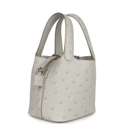 Hermès Hermes Micro Picotin 14 Gris Perle Ostrich Palladium Hardware 14 Hermès Hermes Micro Picotin 14 Gris Perle Ostrich Palladium Hardware -Online Bag Store H PI 231005 1 03