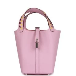 Hermès Hermes Picotin 18 Tressage De Cuir Mauve Sylvestre Epsom Palladium Hardware