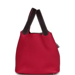 Hermès Hermes Picotin 22 Casaque Rouge Sellier And Framboise Clemence Palladium Hardware 13 Hermès Hermes Picotin 22 Casaque Rouge Sellier And Framboise Clemence Palladium Hardware -Online Bag Store H PI 231030 1 DH 04