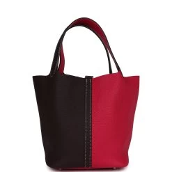 Hermès Hermes Picotin 22 Casaque Rouge Sellier And Framboise Clemence Palladium Hardware 14 Hermès Hermes Picotin 22 Casaque Rouge Sellier And Framboise Clemence Palladium Hardware -Online Bag Store H PI 231030 1 DH 05