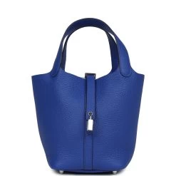 Hermès Hermes Picotin Lock 18 Bleu Royal Clemence Palladium Hardware