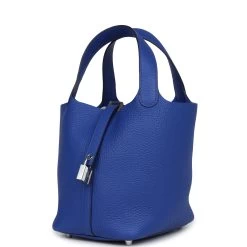 Hermès Hermes Picotin Lock 18 Bleu Royal Clemence Palladium Hardware -Online Bag Store H PI 231212 3 TC 03