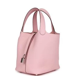 Hermès Hermes Picotin Lock 18 Rose Sakura Clemence Palladium Hardware 14 Hermès Hermes Picotin Lock 18 Rose Sakura Clemence Palladium Hardware -Online Bag Store H PI 240109 1 OB 03