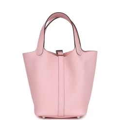 Hermès Hermes Picotin Lock 18 Rose Sakura Clemence Palladium Hardware 13 Hermès Hermes Picotin Lock 18 Rose Sakura Clemence Palladium Hardware -Online Bag Store H PI 240109 1 OB 05