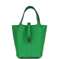 Hermès Hermes Monochrome Picotin 18 Bambou Clemence Green Hardware
