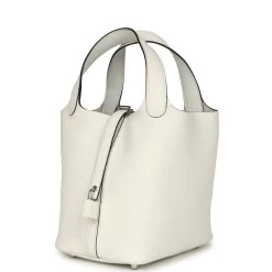 Hermès Hermes Picotin Lock 18 New White Clemence Palladium Hardware -Online Bag Store H PI 240202 1 LL 03
