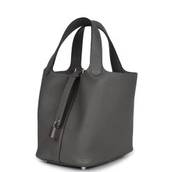 Hermès Hermes Picotin Lock 18 Gris Meyer Clemence Palladium Hardware -Online Bag Store H PI 240205 1 03