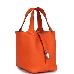 Hermès Hermes Picotin Lock 18 Orange Minium Clemence Palladium Hardware -Online Bag Store H PI 240219 1 KT 02