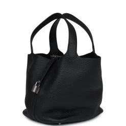 Hermès Hermes Picotin Lock 22 Black Clemence Palladium Hardware 14 Hermès Hermes Picotin Lock 22 Black Clemence Palladium Hardware -Online Bag Store H PI 240315 2 TC 03
