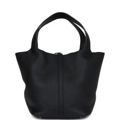 Hermès Hermes Picotin Lock 22 Black Clemence Palladium Hardware 13 Hermès Hermes Picotin Lock 22 Black Clemence Palladium Hardware -Online Bag Store H PI 240315 2 TC 05