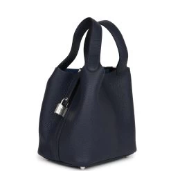 Hermès Hermes Picotin Lock 18 Bleu Nuit Clemence Palladium Hardware 12 Hermès Hermes Picotin Lock 18 Bleu Nuit Clemence Palladium Hardware -Online Bag Store H PL 093022 1 03