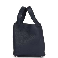 Hermès Hermes Picotin Lock 18 Bleu Nuit Clemence Palladium Hardware 13 Hermès Hermes Picotin Lock 18 Bleu Nuit Clemence Palladium Hardware -Online Bag Store H PL 093022 1 04