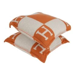 Hermès Hermes "Avalon" Ecru And Potiron Signature H Cushion PM Set Of Two 11 Hermès Hermes "Avalon" Ecru And Potiron Signature H Cushion PM Set Of Two -Online Bag Store H PL 231226 1 10