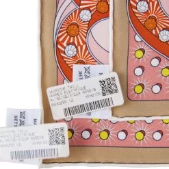 Hermès Hermes "Gavroche Electrique" Beige Silk Pocket Square Scarf 45cm Pair -Online Bag Store H SCA045 020122 4 4