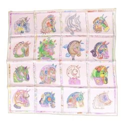 Hermès Hermes "Chevalpscope" Rose Nacre/Vert Multicolor Silk Shawl 90cm