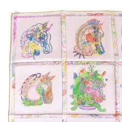 Hermès Hermes "Chevalpscope" Rose Nacre/Vert Multicolor Silk Shawl 90cm -Online Bag Store H SCA90 230531 1 OB 04