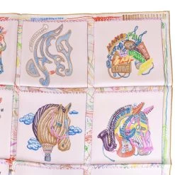 Hermès Hermes "Chevalpscope" Rose Nacre/Vert Multicolor Silk Shawl 90cm -Online Bag Store H SCA90 230531 1 OB 05