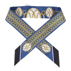 Hermès Hermes "Lift Profile" Marine Silk Twilly