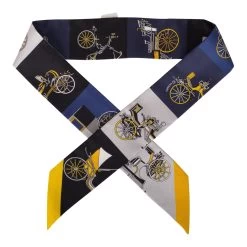 Hermès Hermes "Voitures Exquises" Bleu Marine Silk Twilly Pair