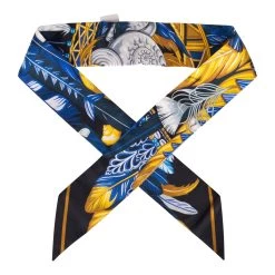 Hermès Hermes "Danse Pacifique" Bleu Nuit Silk Twilly Pair