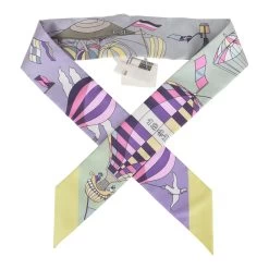 Hermès Hermes "Les Folies Du Ciel" Mauve Silk Twilly