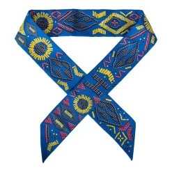 Hermès Hermes "Kelly En Perles" Bleu Royal Silk Twilly Pair