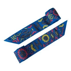 Hermès Hermes "Kelly En Perles" Bleu Royal Silk Twilly Pair -Online Bag Store H SCAO 092320 1 3