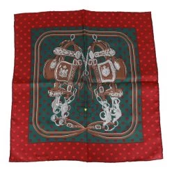 Hermès Hermes "Brides De Gala Love" Bordeaux Silk Pocket Square Scarf 45cm