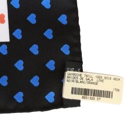 Hermès Hermes "Brides De Gala Love" Black Silk Pocket Square Scarf 45cm -Online Bag Store H SCAO 093022 2 03