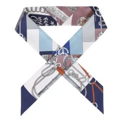 Hermès Hermes "Cliquetis" Marine Silk Twilly