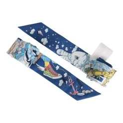 Hermès Hermes "Sur Mon Nuage" Marine Clair Silk Twilly Pair -Online Bag Store H SCAO 120622 3 03