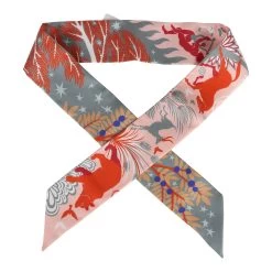 Hermès Hermes "Sous Le Charme D' Orphee" Grey Silk Twilly