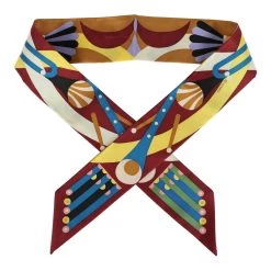 Hermès Hermes "Parade En Fanfare" Vert/Grenat Multi Twilly