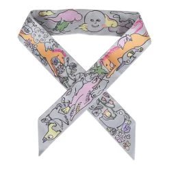 Hermès Hermes "Mille Et Un Lapins" Gris Perle, Rose, Jaune Silk Twilly