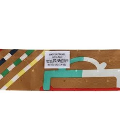 Hermès Hermes "Bouclerie Moderne Plumetis" Tabac, Rose, Bleu Silk Twilly -Online Bag Store H SCAO 231025 6 03