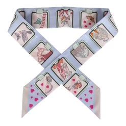 Hermès Hermes "Story" Bleu Pâle, Rose, Vert Silk Twilly