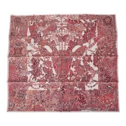 Hermès Hermes "La Legende De La Foret" Red Silk Twill Scarf 90cm