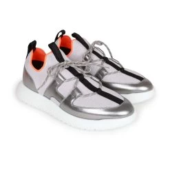 Hermès Hermes Duel Sneakers Silver, Black, And Orange Calfskin And Rubber 40 -Online Bag Store H SN 230705 1 03