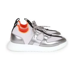 Hermès Hermes Duel Sneakers Silver, Black, And Orange Calfskin And Rubber 40 -Online Bag Store H SN 230705 1 04