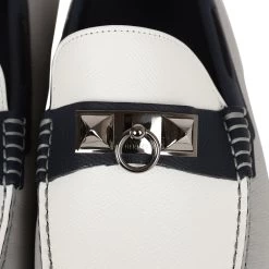 Hermès Hermes Irving Loafer White, Bleu Glacier, Bleu Nuit Epsom Palladium Hardware 42 EU -Online Bag Store H SN 231017 1 NU 08