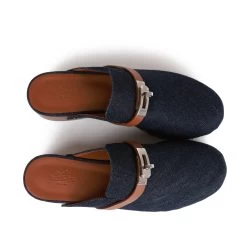 Hermès Hermes Carlotta Mule Bleu Brut Denim And Gold Calfskin 38 -Online Bag Store H SNDL 092122 1 RT 05