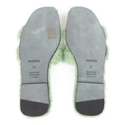 Hermès Hermes Oran Sandals Vert D'eau Woolskin 37 -Online Bag Store H SNDL 100722 1 08