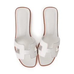 Hermès Hermes Oran Sandals White Box Calfskin 38 -Online Bag Store H SNDL 102522 1 07