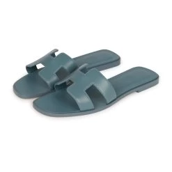 Hermès Hermes Oran Sandals Bleu Pinede Box Calfskin 38