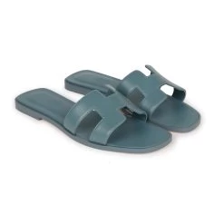 Hermès Hermes Oran Sandals Bleu Pinede Box Calfskin 38 -Online Bag Store H SNDL 102522 5 03