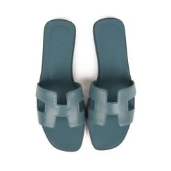Hermès Hermes Oran Sandals Bleu Pinede Box Calfskin 38 -Online Bag Store H SNDL 102522 5 06